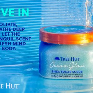 Tree Hut Ocean Glow Shea Sugar Scrub 510 g – Fuktighetsgivende kroppsskrubb med hyaluronsyre